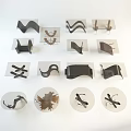 Various Shaped Metal Objects On Transparent Display Boards With Detailed Views