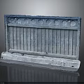 Wood Stone Architectural Decorative Slab With Carved Top Edge Vertical Stripes And Solid Base