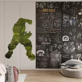 Modern Kids Bedroom Interior With Bed Soccer Ball And Study Desk
