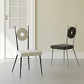 Modern Dining Chairs With Circular Backrest Metal Frame And Two Tone Upholstery 3d model