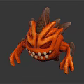 Fierce Red Fiery Creature Character With Sharp Teeth And Glowing Claws
