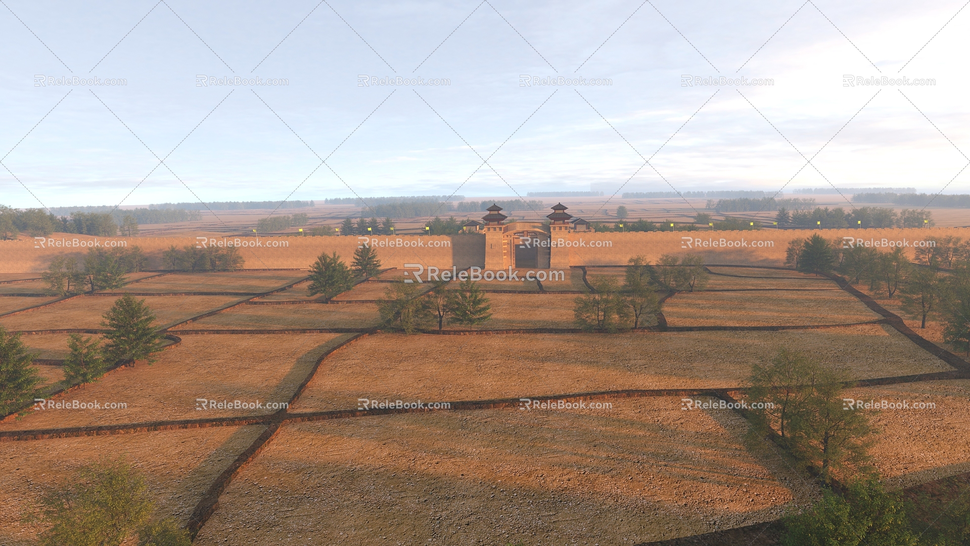 Ancient City Wall Ancient City Pool Farmland Ancient Building 3d model