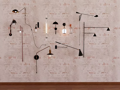 Modern wall lamp wall lamp combination rocker wall lamp spherical wall lamp living room wall lamp 3d model