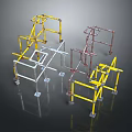 Colorful Metal Furniture Frames In Yellow Red And White Structural Design