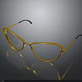 Stylish Golden Cat Eye Eyeglasses With Black Temples And Clear Lenses