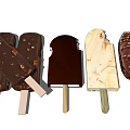 Assorted Ice Cream Bars With Chocolate Coating Nuts And Bitten Design 3d model