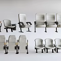 Public Chairs With Various Designs Metal Frame And Gray Fabric Seats