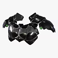 Black Mechanical Armor Clothing With Green Glowing Accents And Futuristic Design
