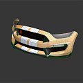 Sporty Yellow Front Bumper Car Parts With White Stripes And Black Details