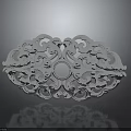 Silver Decorative Piece with Intricate Filigree Carvings and Ornate Scrollwork