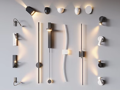 Modern Wall Lamps With Various Sleek Illuminated Designs And Minimalist Styles For Home Decor 3d model