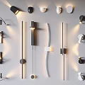 Wall lamp reading lamp turning wall lamp metal wall lamp acrylic long bright linear net red light 3d model