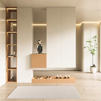 Modern Porch Cream Porch Shoe Cabinet Partition Wardrobe 3d model