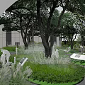 Modern Garden Landscape With Architectural Entrance Greenery Lawn And White Sculpture