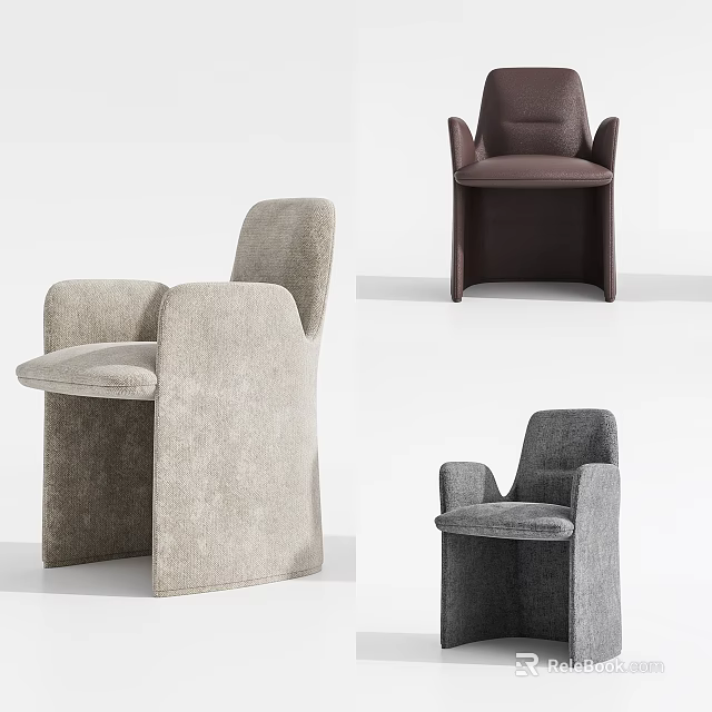 Modern Single Accent Chair With Beige Brown Gray Upholstery And Armrest Design 3d model 