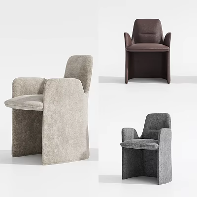 Modern Single Accent Chair With Beige Brown Gray Upholstery And Armrest Design 3d model