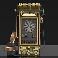 Vintage Industrial Style Dartboard Sports Equipment With Darts Leather Straps And Tires