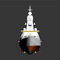 Detailed White And Red Warship Model With Deck Structure As Water Transport