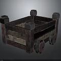 Vintage Wooden Train Carriage With Square Frame And Classic Retro Wheels Design
