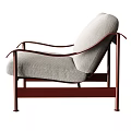 Sleek Modern Fabric Upholstered Leisure Chair With Sturdy Brown Metal Frame For Cozy Home Lounge