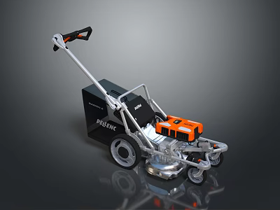 Modern Agricultural Mower With Black And Orange Design Wheeled Structure And Cutting System 3d model