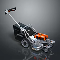 Modern Agricultural Mower With Black And Orange Design Wheeled Structure And Cutting System