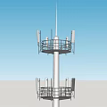 Tall Industrial Communication Tower With Antennas Under Blue Sky And Clouds