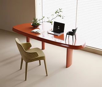 Modern Desk Chair Desk Book Chair Desk Ornaments 3d model