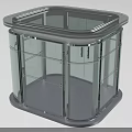 Modern Glass Revolving Door With Metal Frame And Transparent Top