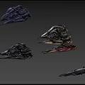 Futuristic Flying Vehicles In Various Colors With Unique Streamlined Sci Fi Designs 3d model