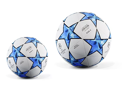 Professional Soccer Balls With Blue Star Design In Different Sizes For Sports 3d model