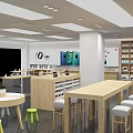 Modern Digital Store Interior With Display Tables And Organized Electronics Shelves