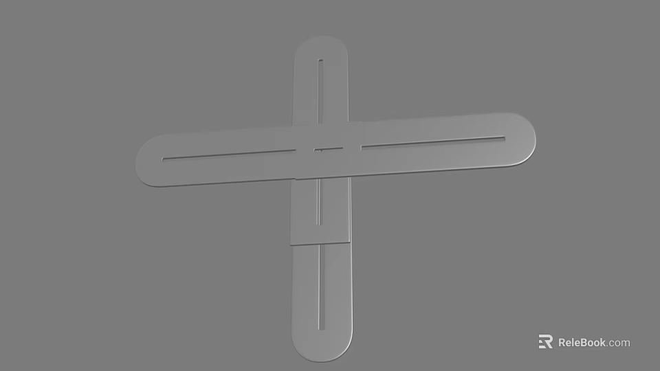 Simple Cross Shaped Gray Plastic Strip With Smooth Edges On Plain Background 3d model 