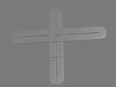 Simple Cross Shaped Gray Plastic Strip With Smooth Edges On Plain Background 3d model