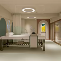 Modern Spa Room Interior With Massage Bed Round Lights Arch Windows And Giraffe Decor