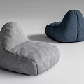 Comfortable Gray And Blue Velvet Bean Bag Chairs With Rounded Design For Living Room