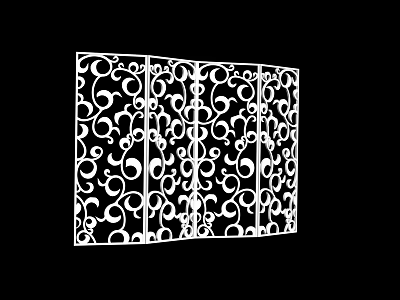 Decorative White Room Divider With Intricate Curved Filigree Patterns For Interior Decoration 3d model