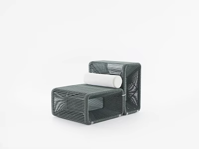 Gray Rattan Outdoor Chair With White Cushion Modern Design For Patio Garden 3d model