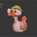 Cute White Toy Duck With Yellow Hat Wings And Orange Beak Design