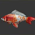 Colorful Koi Fish With Vibrant Red Orange Scales And Reflection