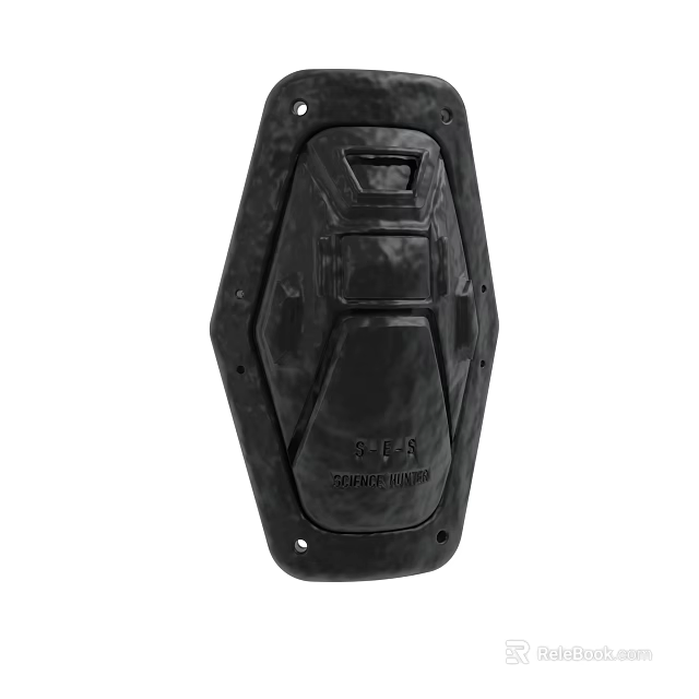 Black Composite Armor Protective Plate With CLR Logo And Reinforced Structure 3d model 