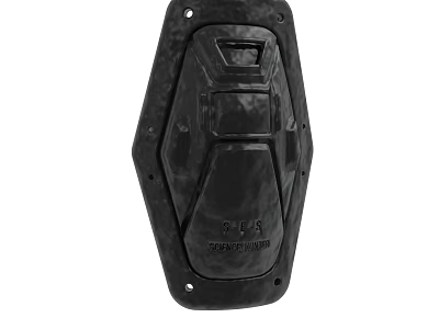 Black Composite Armor Protective Plate With CLR Logo And Reinforced Structure 3d model