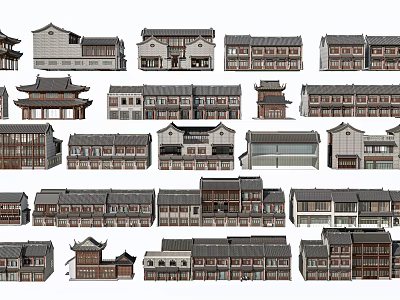 Traditional Chinese Ancient Architecture With Various Styles And Classic Roof Designs 3d model