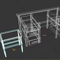 Rustic Wooden Desk With Storage Drawers And Matching Stool Furniture Set