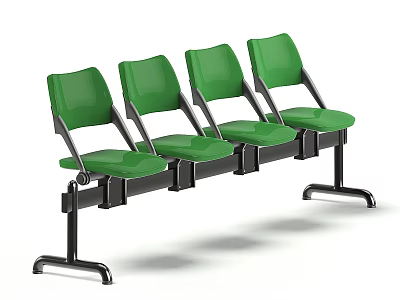 Green Public Chairs In Row With Black Metal Frame For Public Areas 3d model