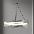 Modern Irregular Oval Transparent Glass Chandelier With Metal Frame And Soft Lighting