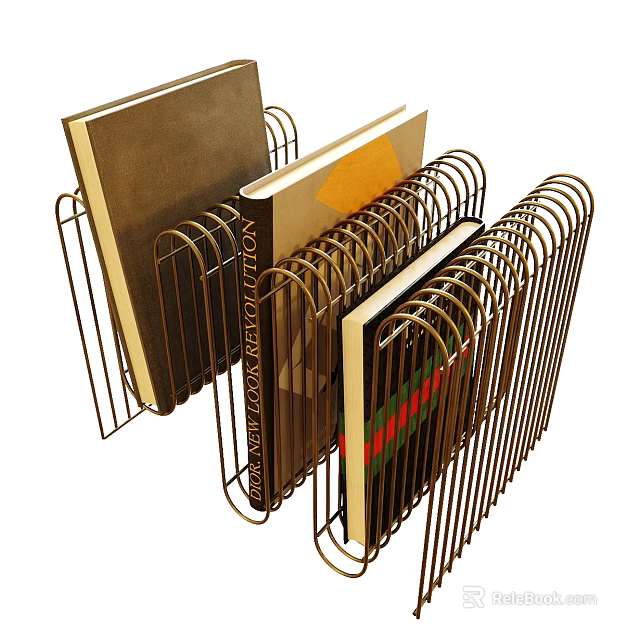 Modern Metal Bookshelf With Multiple Layers For Storing Various Books 3d model 
