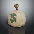 Everyday Household Supplies Storage Sack Featuring Green Dollar Sign Design And Top Opening