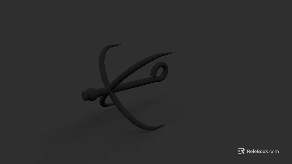Sturdy Metal Hook With Curved Design For Hanging Items At Home 3d model 