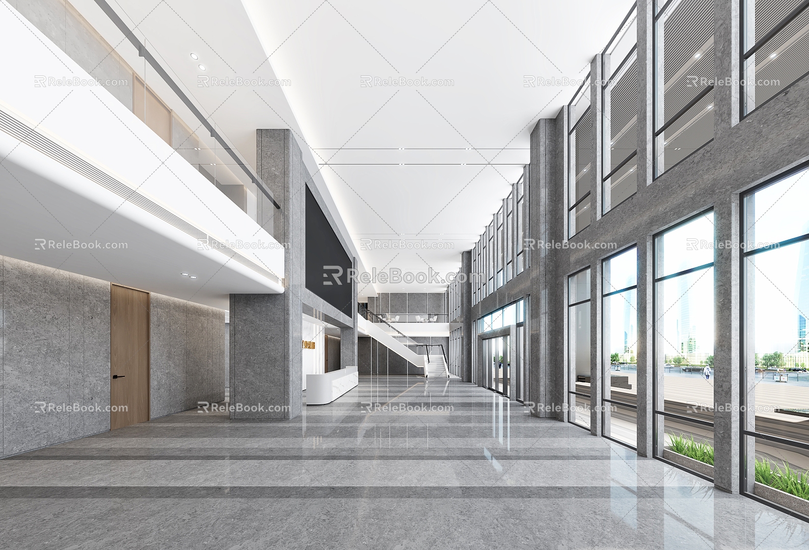 Modern Hall Office Hall Office Front Office Lobby 3d model